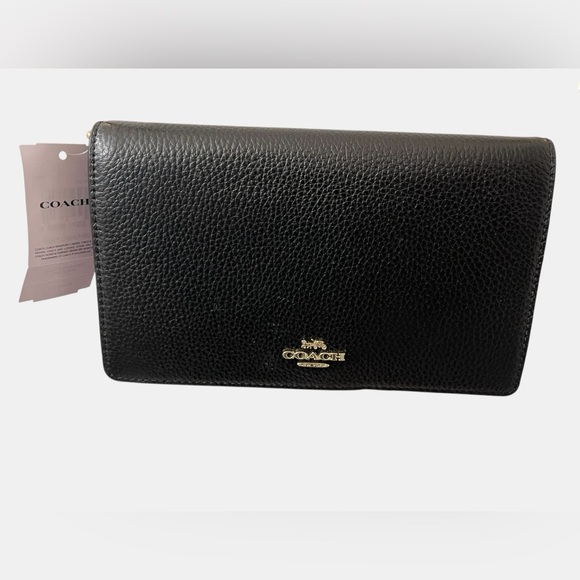 NWT Coach Black Foldover Crossbody Clutch - Picture 3 of 10